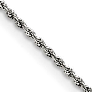 1.5mm Stainless Steel Rope Chain Necklace, 22 Inch